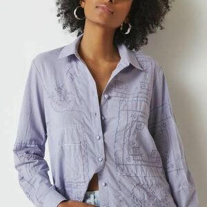 NWT Anthropologie Embroidered Handkerchief Shirt